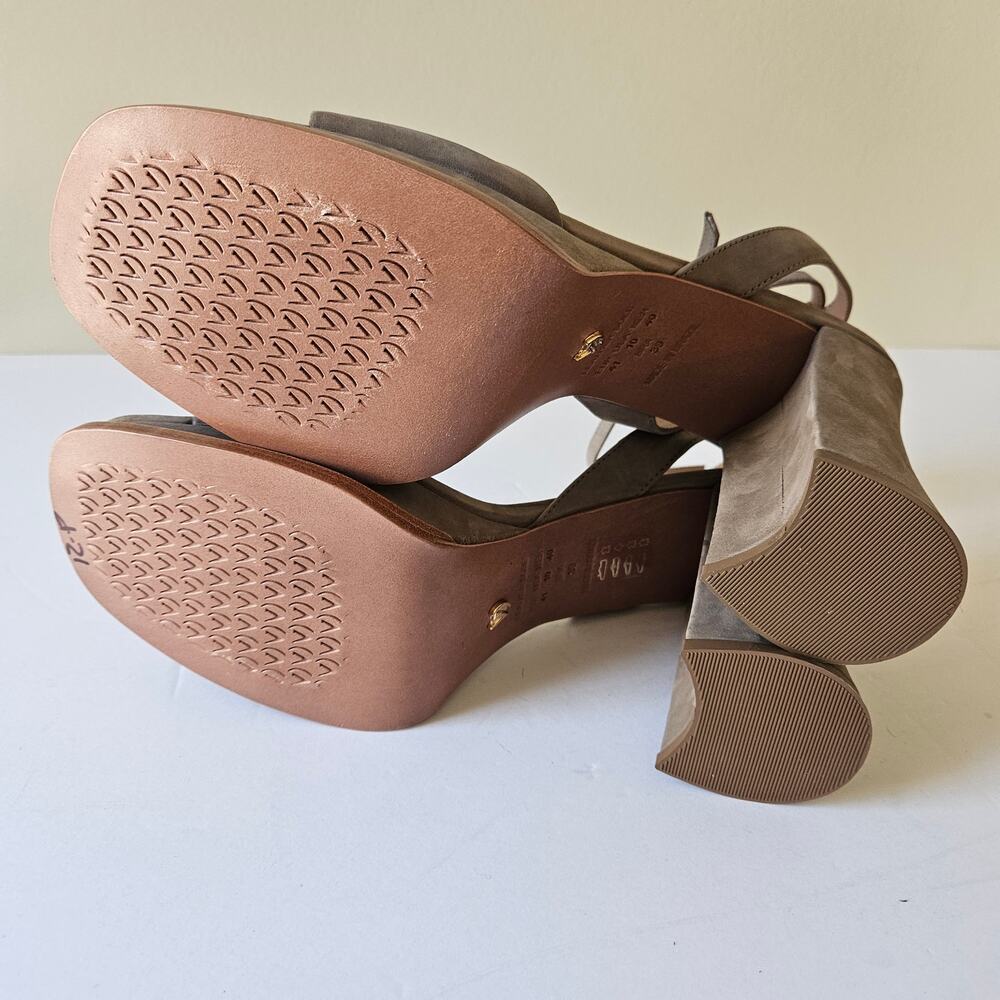 Vicenza Platform Sandals, Size 10 Nubuck Leather Grey Light Moss Anthropologie - Picture 6 of 8
